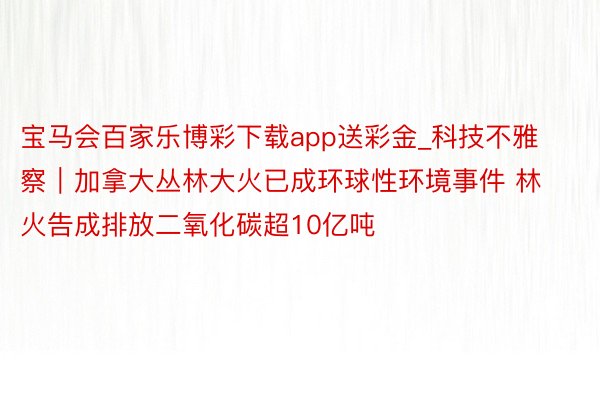 宝马会百家乐博彩下载app送彩金_科技不雅察｜加拿大丛林大火已成环球性环境事件 林火告成排放二氧化碳超10亿吨